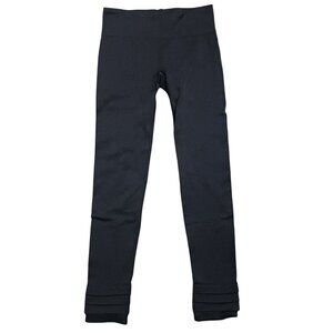 Athleta Women's Black Nylon Spandex Leggings Ruffled‎ Ankle Detail Size S